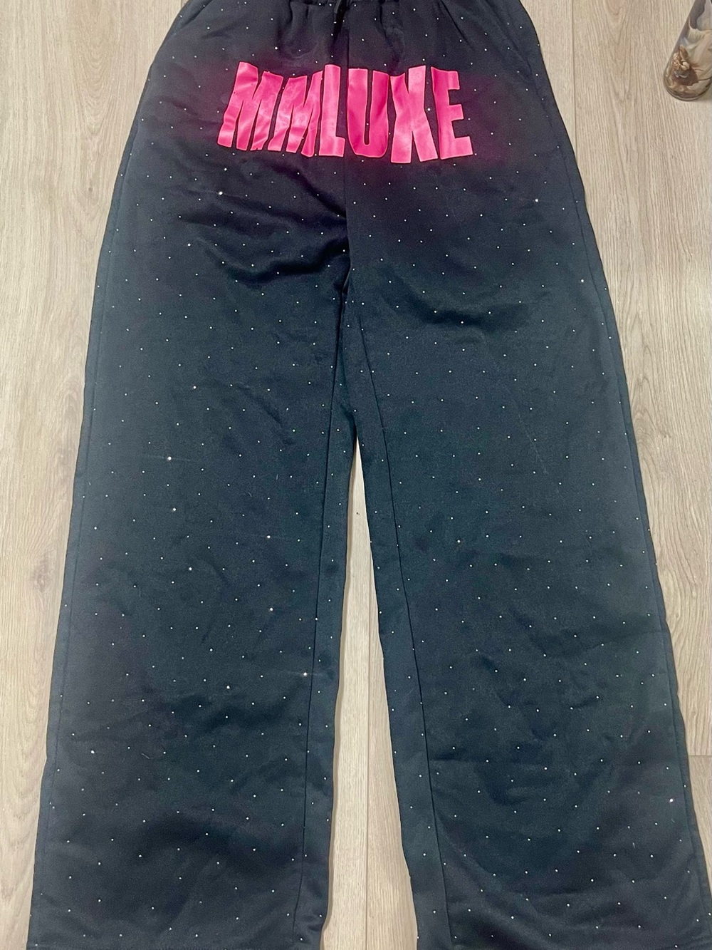 Luxe Girls Black Pajama Pants with Hot Pink Logo